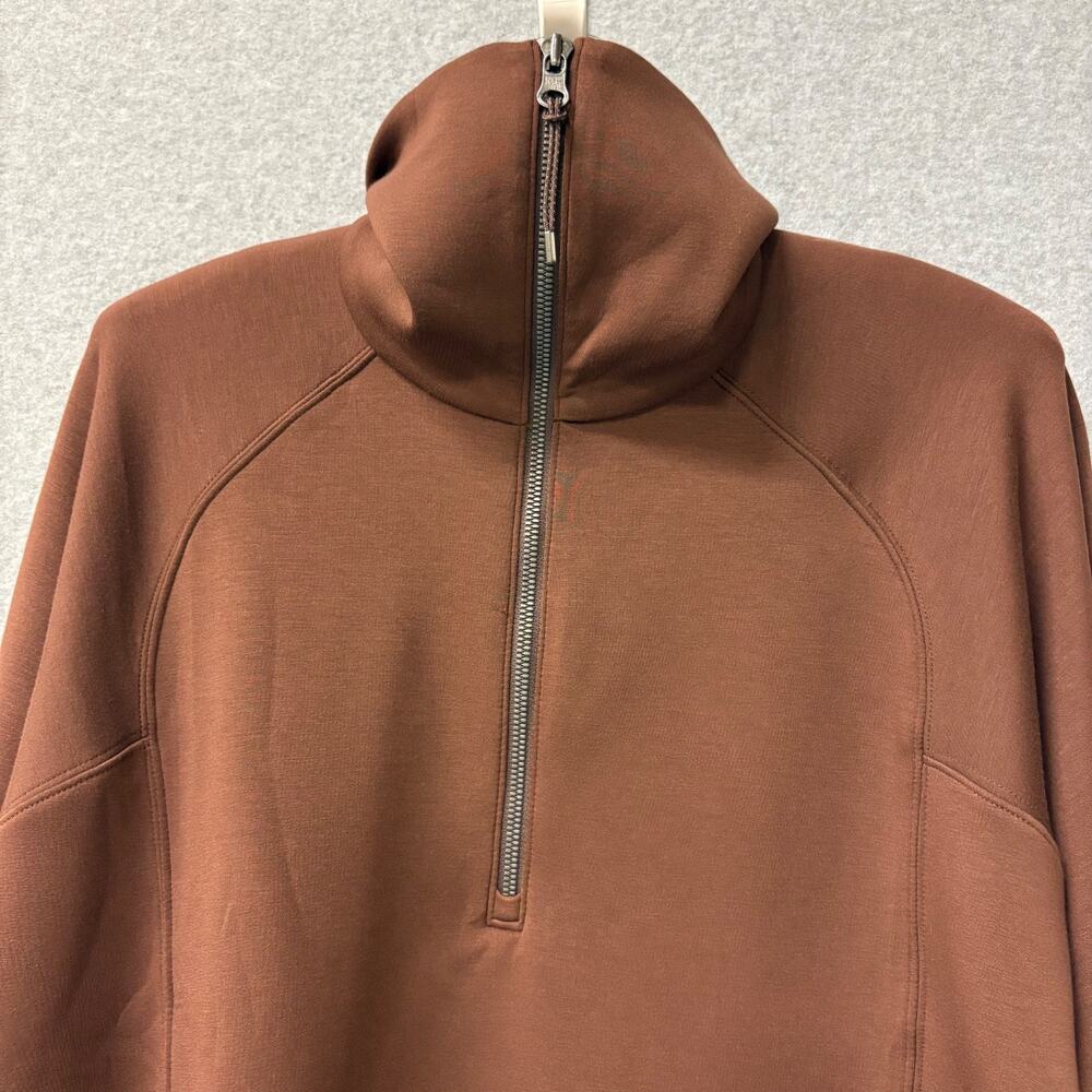 SPANX AirEssentials Half Zip Pullover Espresso Brown Soft Stretch Large NWT - Picture 4 of 15